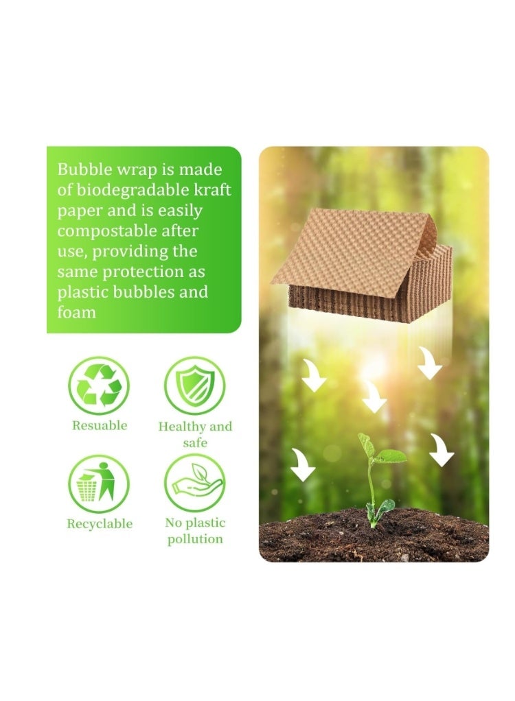 1 Roll 10 Meters X 29CM Paper Bubble Wrap Eco Cushioning Wrap Sustainable Alternative To Bubble Wrap For Moving Shipping Packing Roll,Eco Friendly Bubble Wrap Alternative Roll Kraft Paper Packing - Image 3